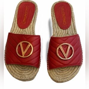 Valentino by Mario Valentino Espadrille Slide Sandals Red Size 37 Never Worn!